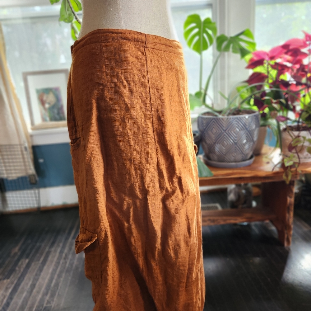 Flax Rust colored Linen skirt M